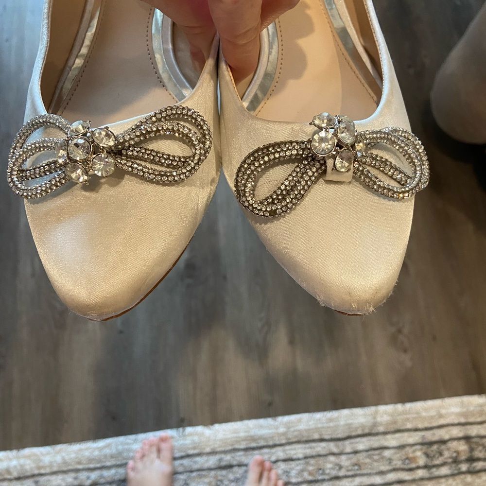 Be Mine by ASOS embellished Satin finish Bridal Flats Ivory - Picture 3 of 6